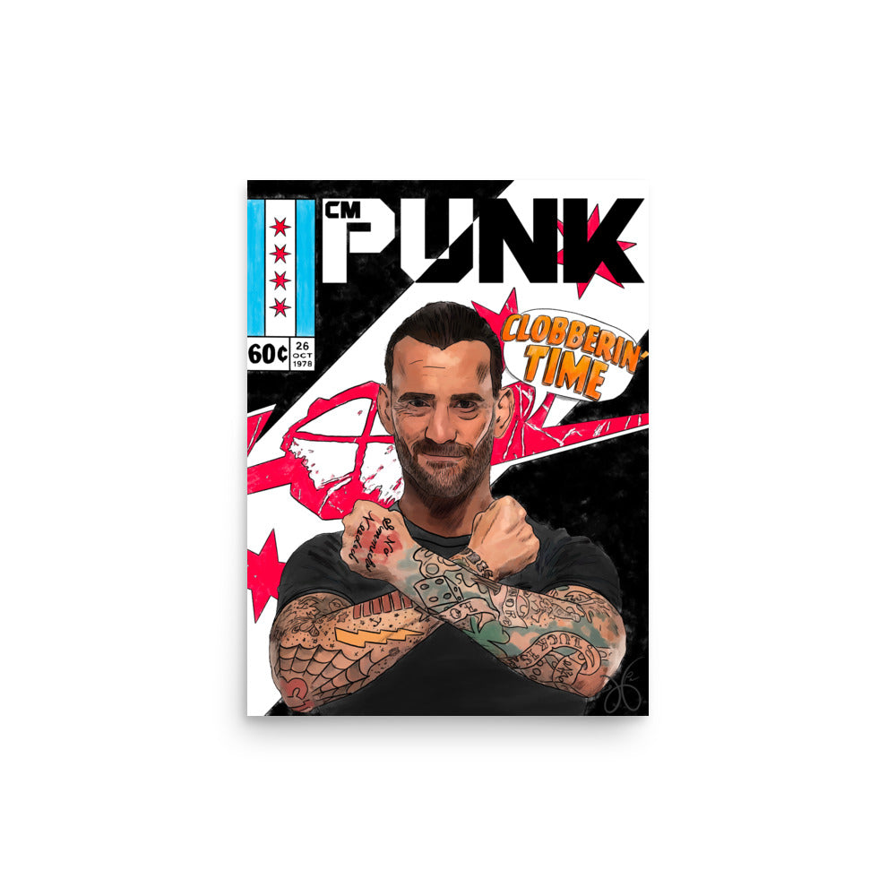 cm punk | “clobberin’ time” | 12” x 16” poster